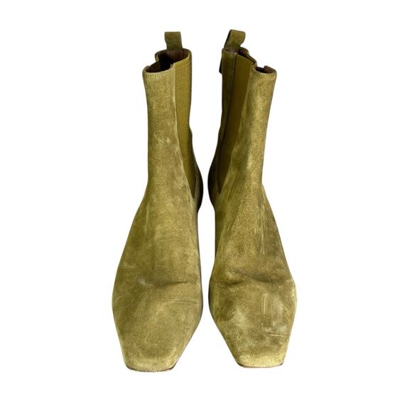 Reformation Roberta Ankle Boots Olive Suede Pointed Snip-Toe Kitten Heel 9.5 - Picture 4 of 9